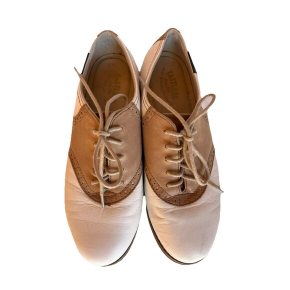Eastland Saddie Saddle Shoes Women’s Size 6.5 White‎ & Tan Two Tone Leather - Picture 1 of 10